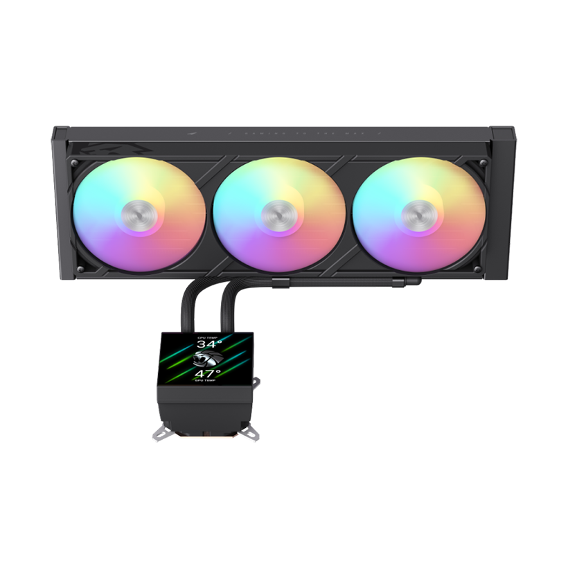 GameMax GLACIER 360 LCD BK RGB Liquid CPU Cooler – 360mm AIO with 3.95" LCD Display & 330W TDP Cooling