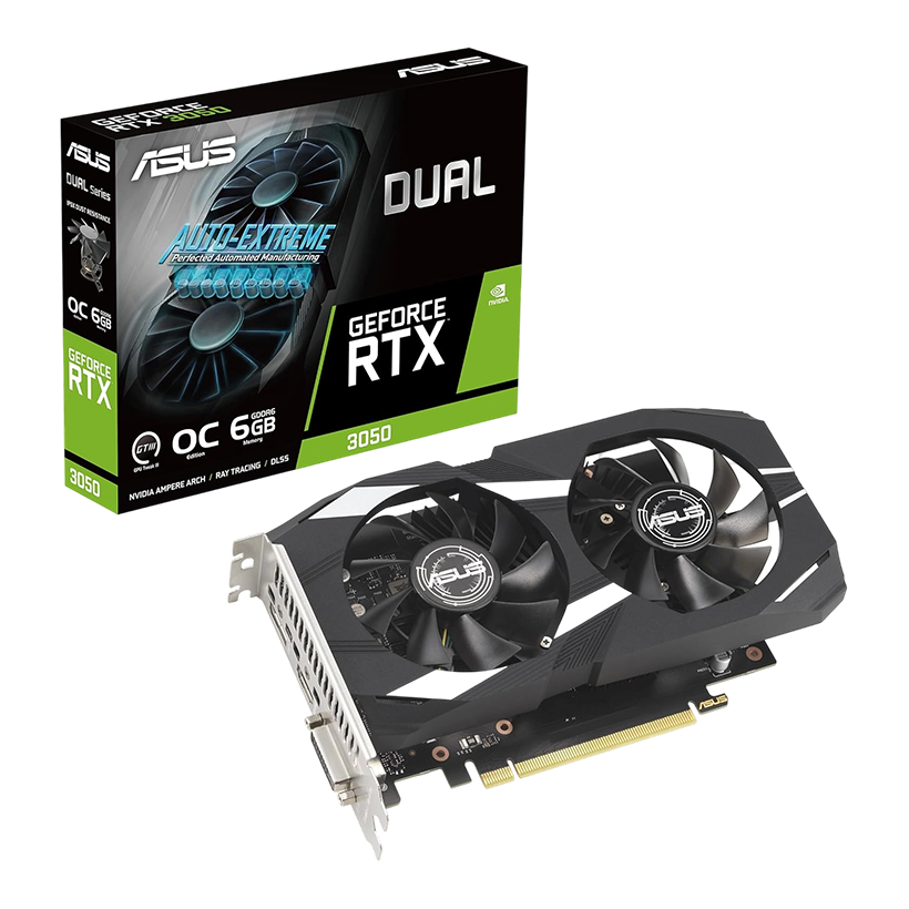 ASUS Dual GeForce RTX 3050 OC Edition 6GB GDDR6 with two powerful fans AAA gaming performance and ray tracing