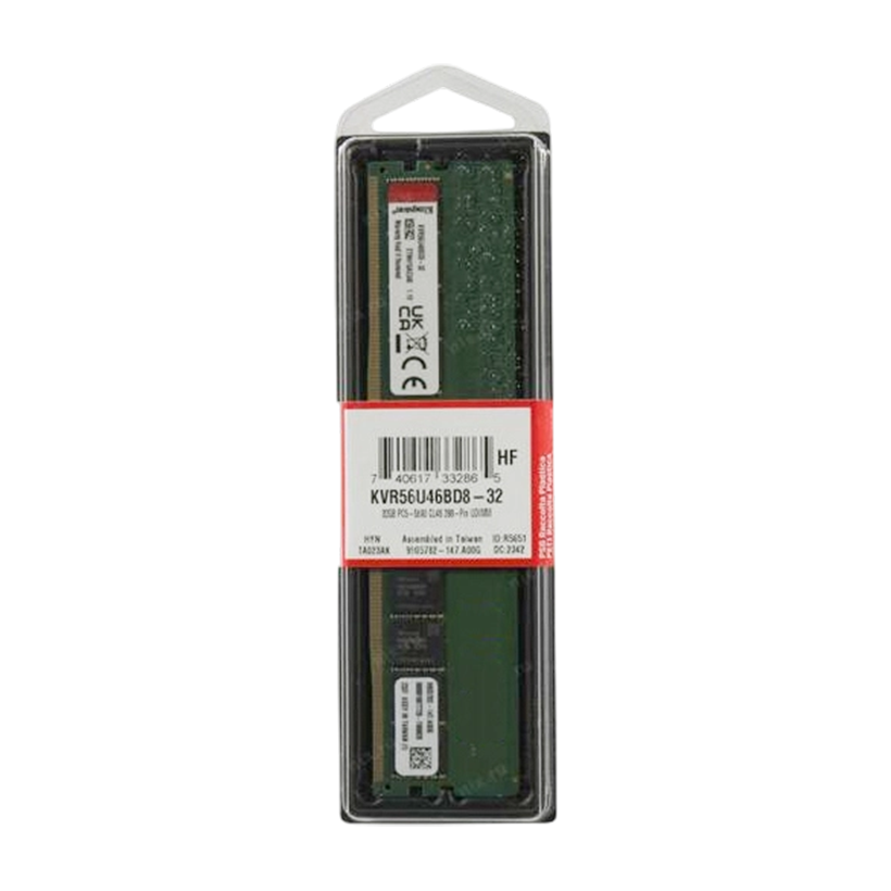 Kingston Ram 32GB 5600MT/s DDR5 Non-ECC CL46 DIMM 2Rx8, Desktop, KVR56U46BD8-32 ValueRAM DDR5 Memory Module
