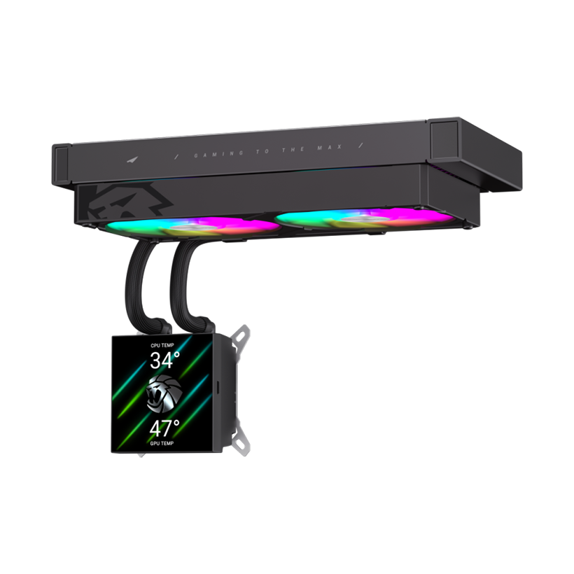 GameMax GLACIER 240 LCD BK RGB Liquid CPU Cooler – 240mm AIO with 3.95" LCD Display & 280W TDP Cooling