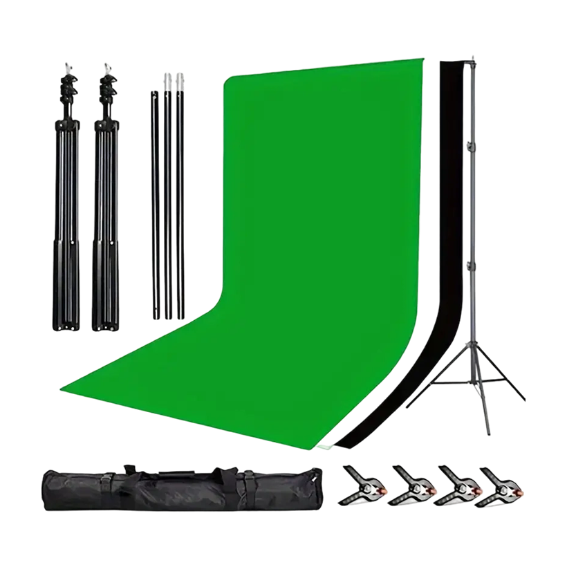 Chroma Key / Green Screen Size 3M * 2M , Muslin Collapsible Photography Backdrop for Photo Studio, Live Streaming, Zoom Meeting, Gaming