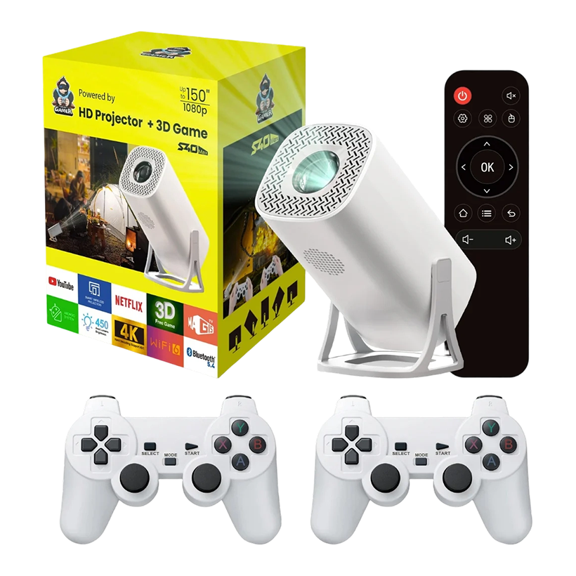S40 Max Game Projector & Game With 2 Wireless Controllers Game Projector with Controllers, Projector, S40 Max Video Game Projector