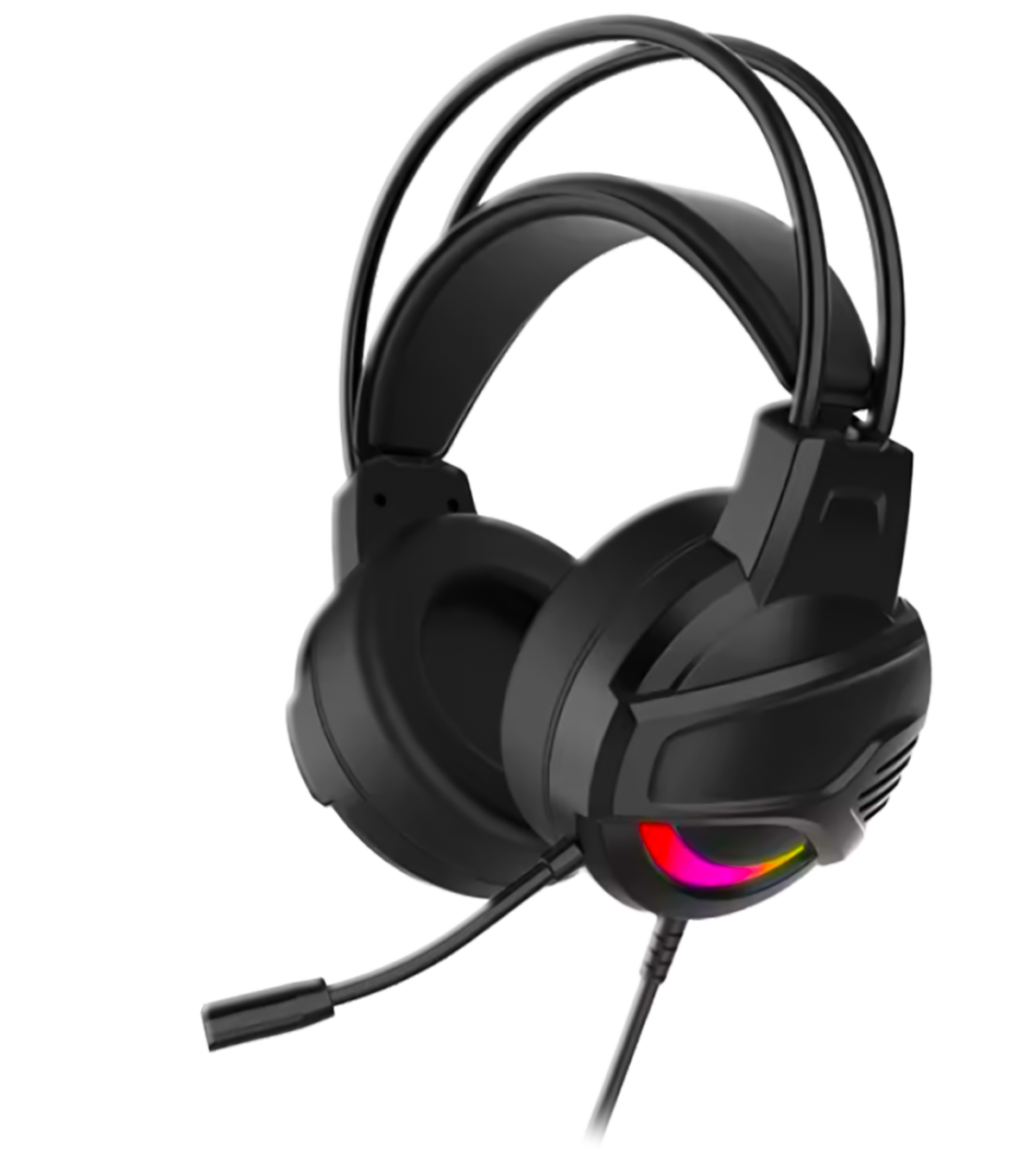 YORO V6U Wired USB Gaming Headset: Lightweight Build - 50mm Drivers - HyperClear Mic - 7.1 Surround Sound - RGB Lighting - Black { V6_ }