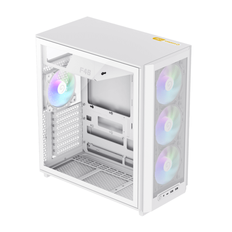 GameMax F46 WH Gaming Case | White Airflow-Optimized Tempered Glass ATX Chassis | F46WH