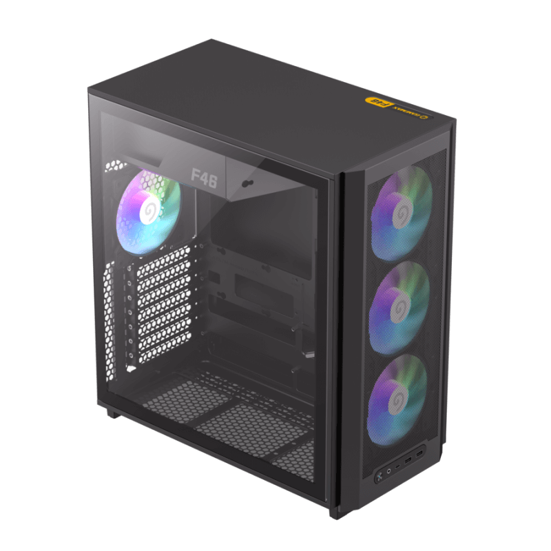 GameMax F46 BK Gaming Case | Airflow-Optimized ATX Tempered Glass Chassis | F46
