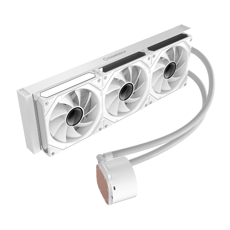 GameMax IceBurg 360 Digital WH Liquid CPU Cooler – 360mm White AIO with ARGB Sync, PWM Smart Control & 290W TDP High-Performance Cooling