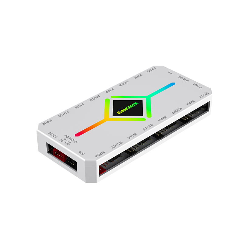 GameMax V4.0 ARGB HUB PWM WH – 5V Addressable RGB & PWM Fan Control Hub
