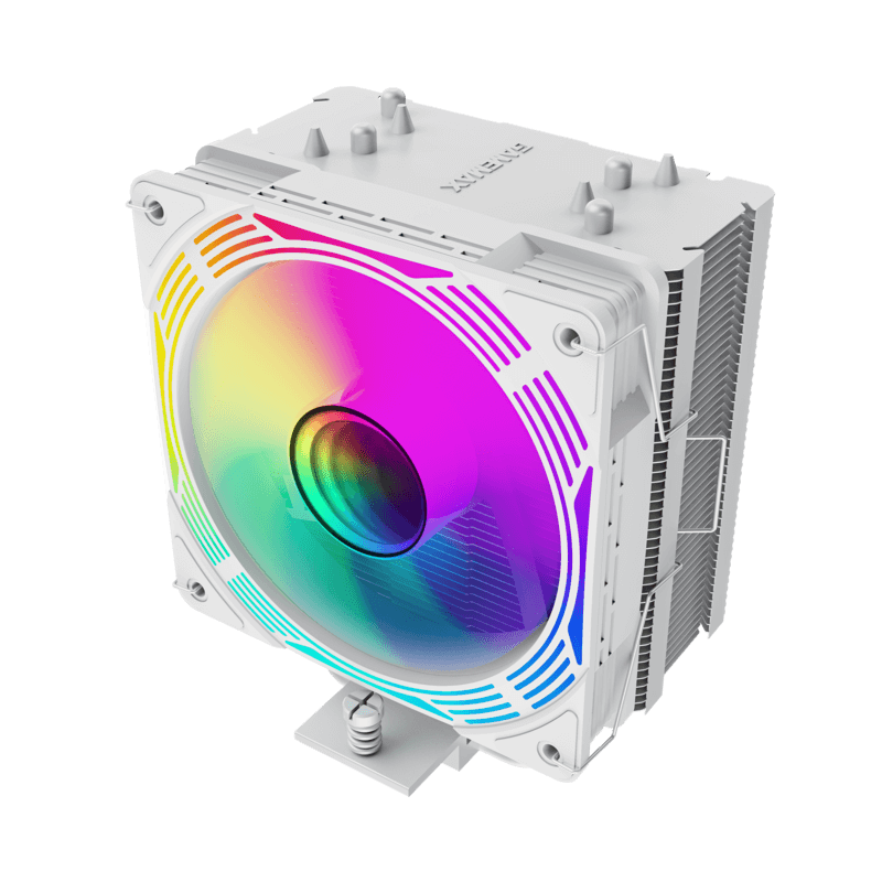 GameMax Ice Force WH CPU Air Cooler | White Tower CPU Cooler with 200W TDP, 4 Heat Pipes & ARGB Infinity Lighting