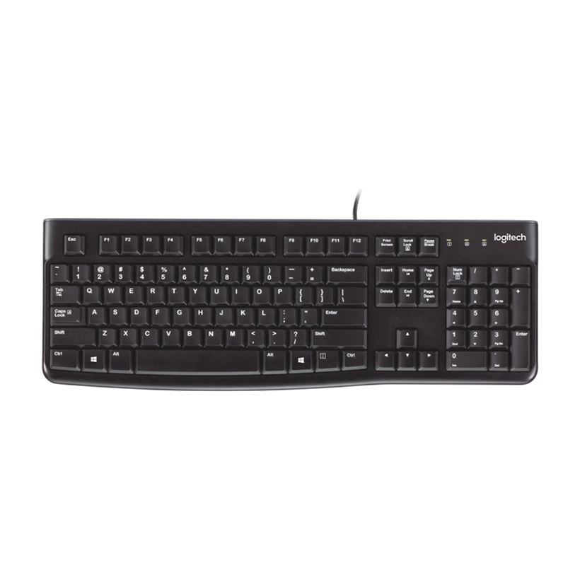 Logitech K120 Wired Keyboard for Windows, Plug and Play, Full-Size, Spill-Resistant, Curved Space Bar, Compatible with PC, Laptop - Black