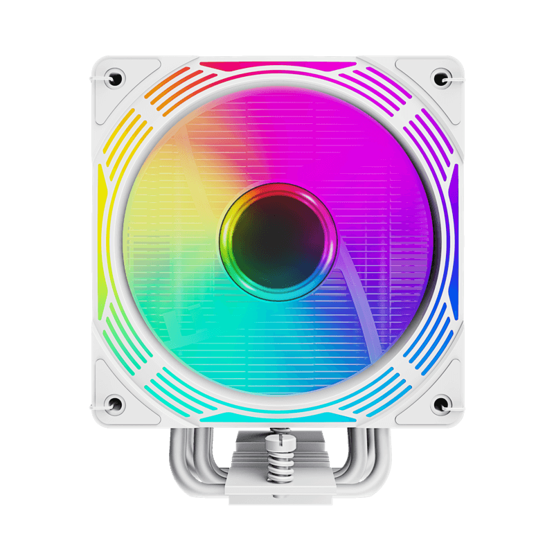GameMax Ice Force WH CPU Air Cooler | White Tower CPU Cooler with 200W TDP, 4 Heat Pipes & ARGB Infinity Lighting