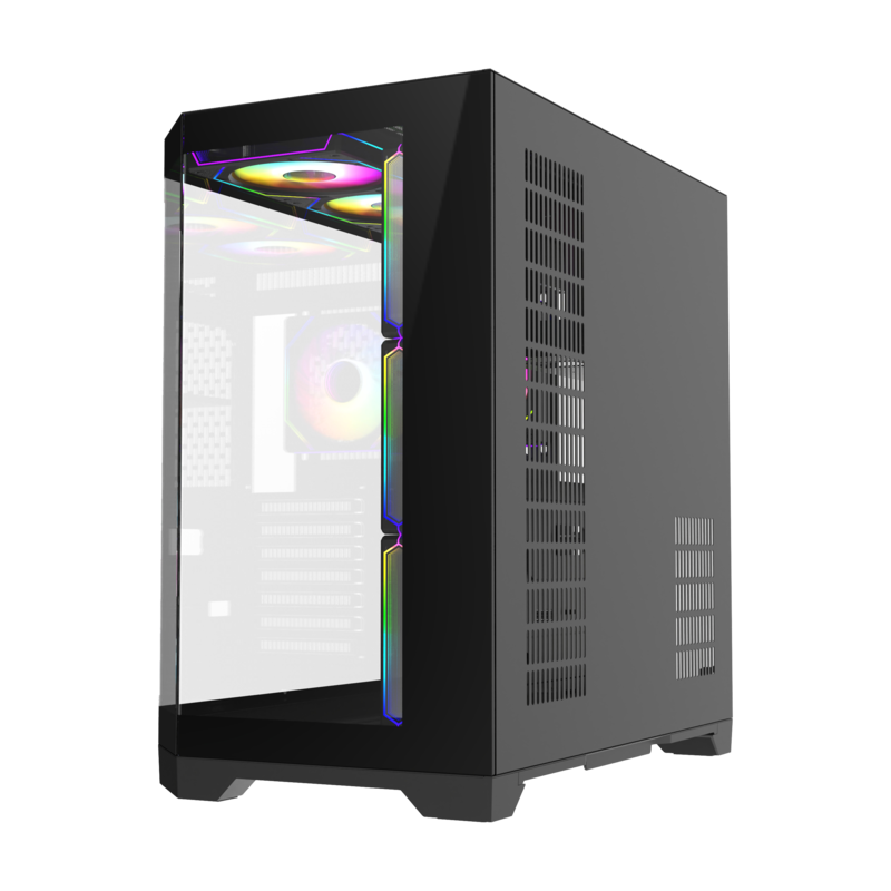 GameMax HYPE-A Black Case 270° Panoramic Triple Glass ARGB Gaming Chassis