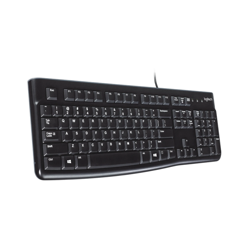 Logitech K120 Wired Keyboard for Windows, Plug and Play, Full-Size, Spill-Resistant, Curved Space Bar, Compatible with PC, Laptop - Black