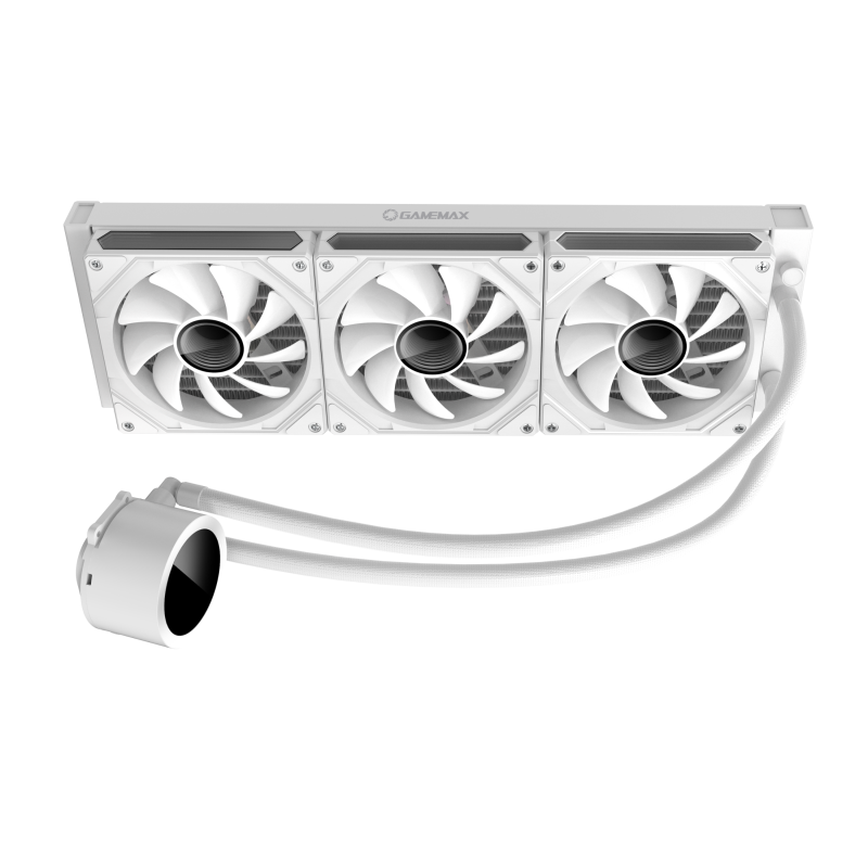 GameMax IceBurg 360 Digital WH Liquid CPU Cooler – 360mm White AIO with ARGB Sync, PWM Smart Control & 290W TDP High-Performance Cooling