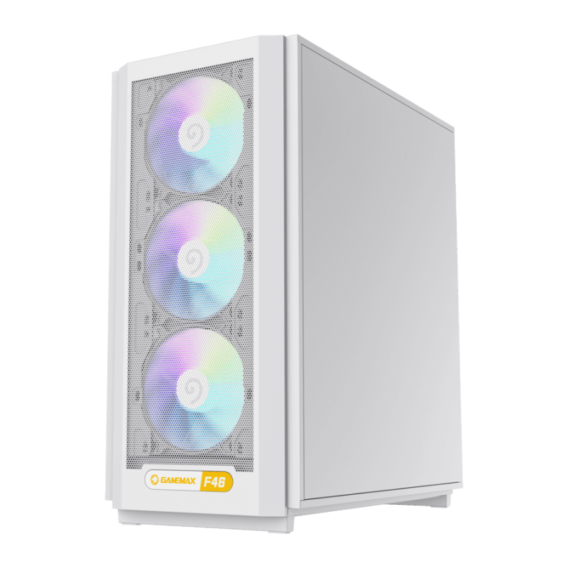GameMax F46 WH Gaming Case | White Airflow-Optimized Tempered Glass ATX Chassis | F46WH
