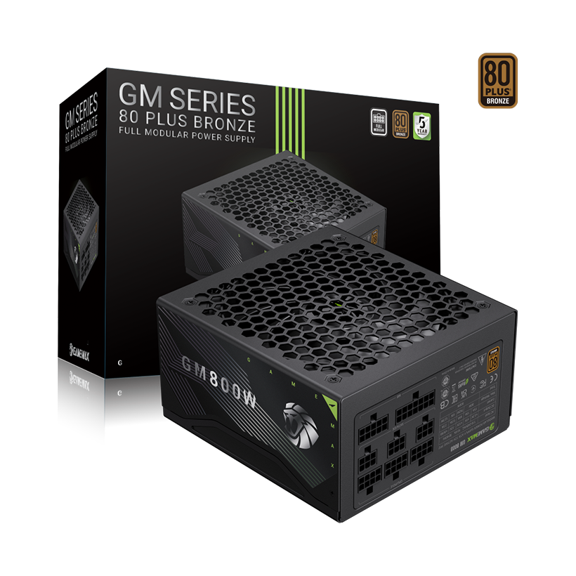 GameMax GM 800B 80 Plus Bronze Power Supply | 800W PSU with Active PFC, 140mm Silent Fan & Multi-Protection Safety (GM800B)