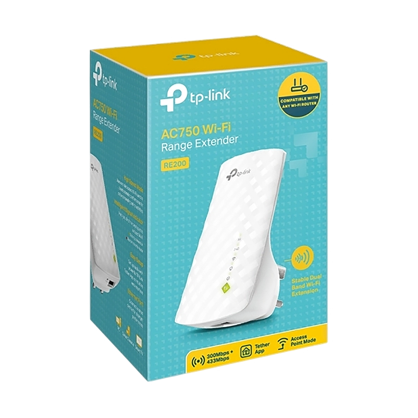 TP-LINK AC750 Wi-Fi Range Extender RE200 Up to 750Mbps | Dual Band WiFi Extender, Repeater, Wifi Signal Booster, Access Point| Easy Set-Up | TPLINK { RE_ 200 AC_ 750 }