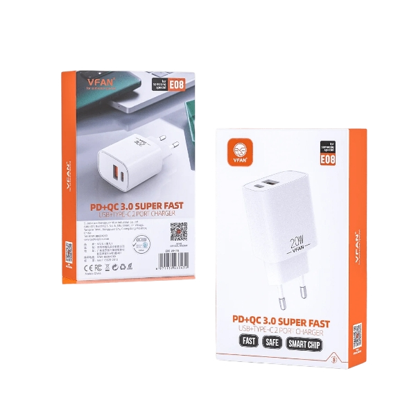 VFan E08 Charger Fast Charging Wall Charger Power 20W | E 08_