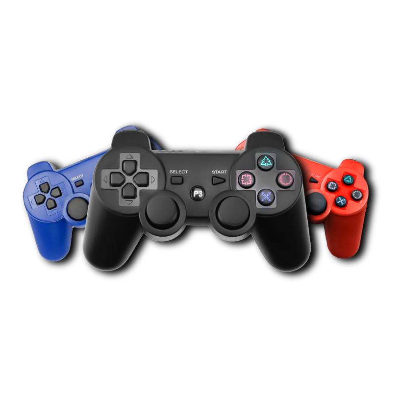 Double Shock 3 Wireless Controller / Joystick For PS3 / Blue - Black - Red