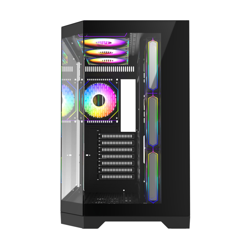 GameMax HYPE-A Black Case 270° Panoramic Triple Glass ARGB Gaming Chassis