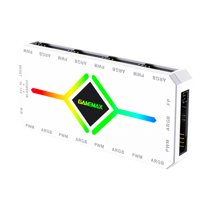 GameMax V4.0 ARGB HUB PWM WH – 5V Addressable RGB & PWM Fan Control Hub