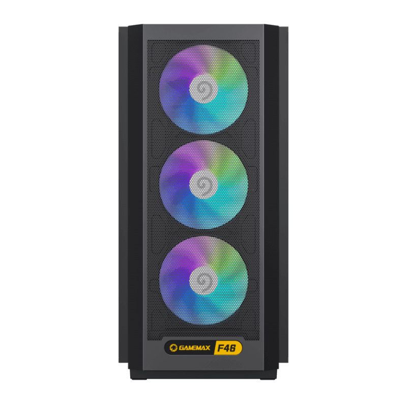 GameMax F46 BK Gaming Case | Airflow-Optimized ATX Tempered Glass Chassis | F46