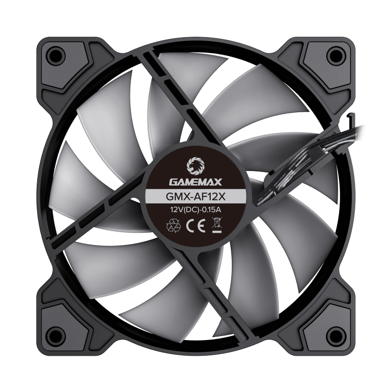 GameMax GMX-AF12X Airforce 120mm FRGB Cooling Fan – Fixed RGB LED Fan with Curved Blade Design & Quiet 1200RPM Operation | GMX AF_ 12X