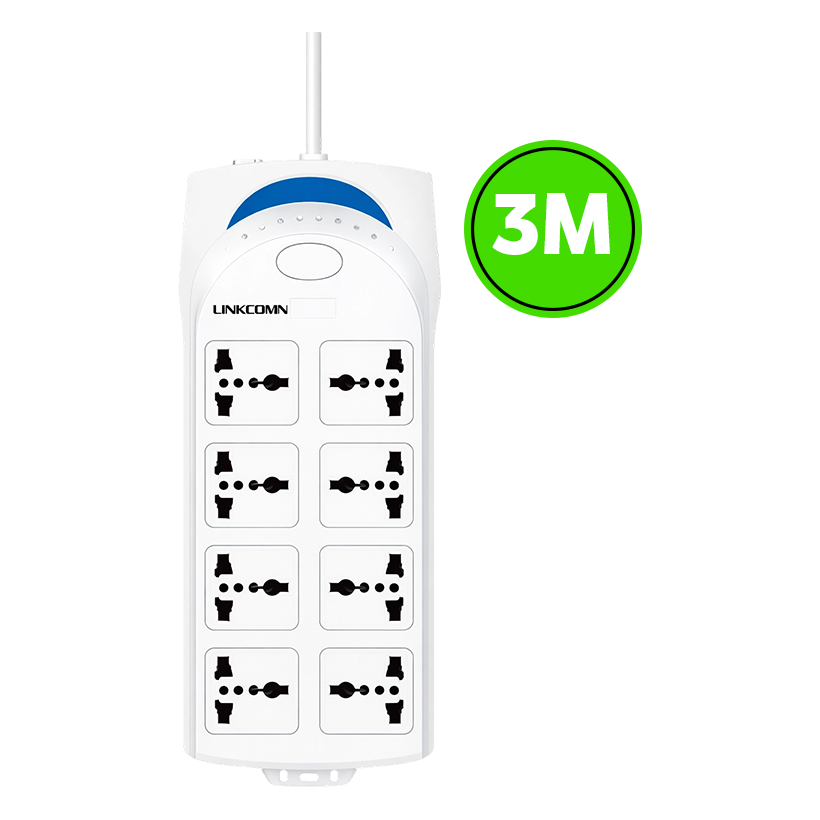 LINKCOMN MARSRIVA LC-PS801 8-Outlet Power Strip with 3m Power Extension Cable | 801