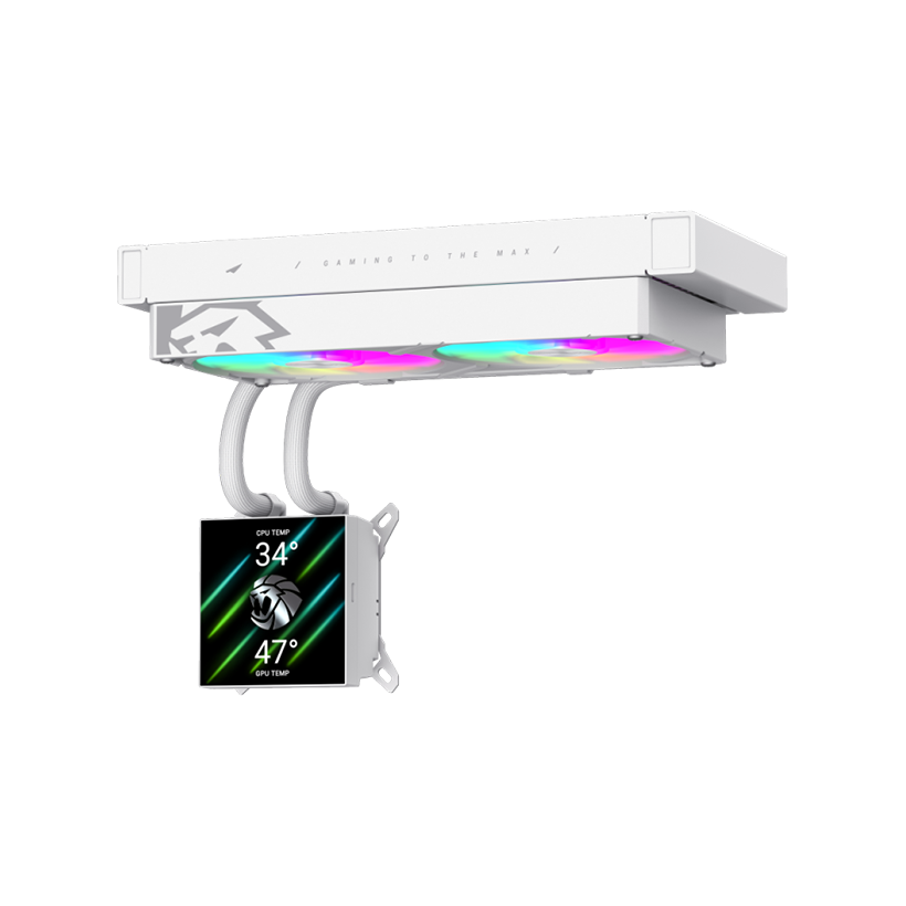 GameMax GLACIER 240 LCD WH RGB Liquid CPU Cooler – 240mm AIO with 3.95" LCD Display & 280W TDP Cooling