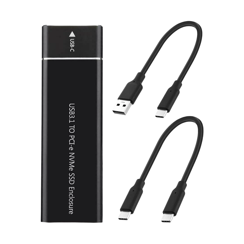 Enclosure M.2 SSD to USB 3.1 | USB 3.1 Portable NVMe SSD Enclosure for M.2 M Key NVMe SSD, Black