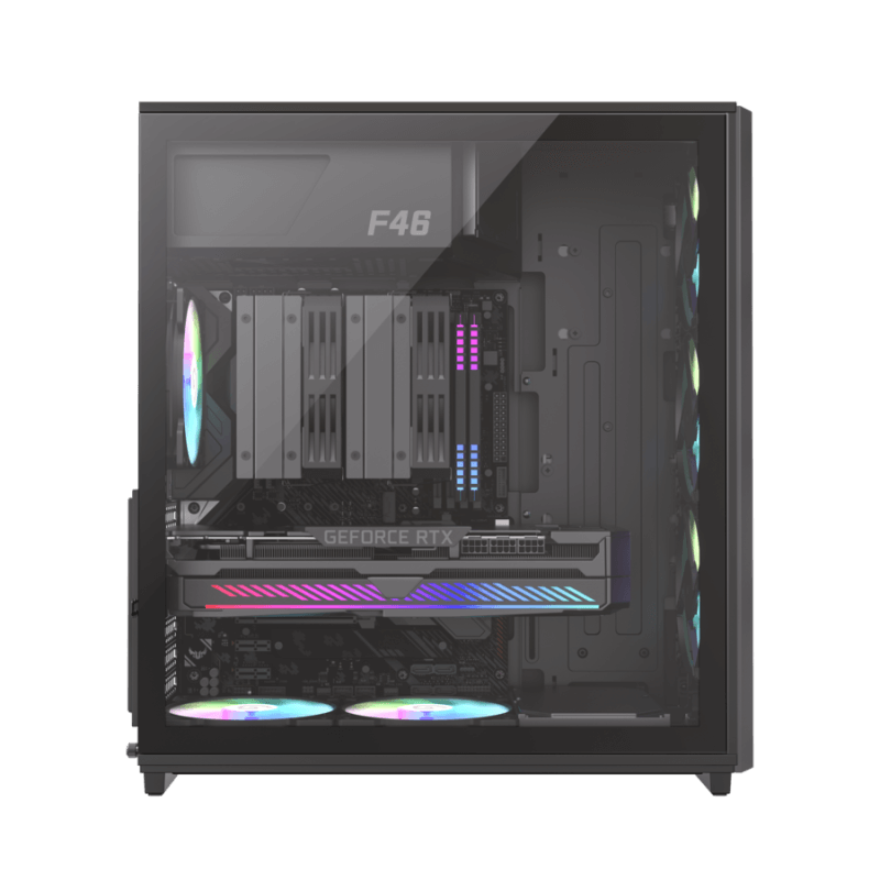 GameMax F46 BK Gaming Case | Airflow-Optimized ATX Tempered Glass Chassis | F46