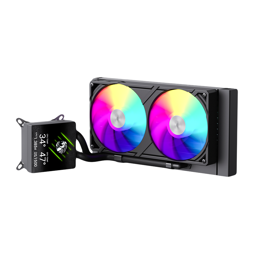 GameMax GLACIER 240 LCD BK RGB Liquid CPU Cooler – 240mm AIO with 3.95" LCD Display & 280W TDP Cooling