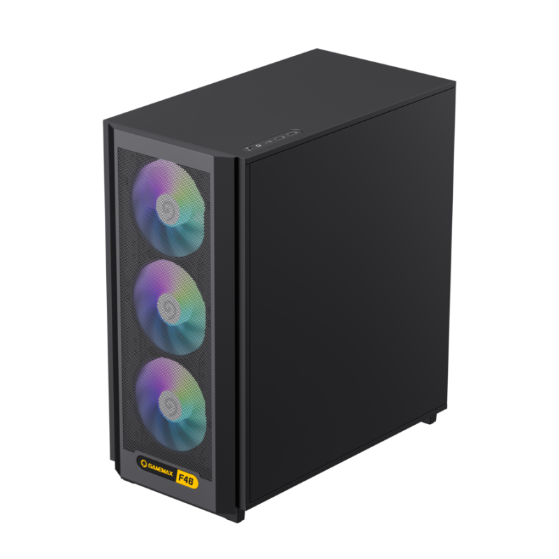 GameMax F46 BK Gaming Case | Airflow-Optimized ATX Tempered Glass Chassis | F46