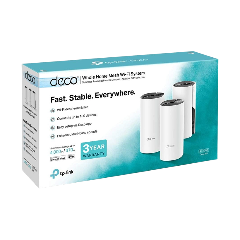 TP-Link DECO AC1200 Whole Home Mesh Technology / Wi-Fi Booster (3-pac) m4deco Model by TPLINK |  ( M4_ AC_ 1200 )