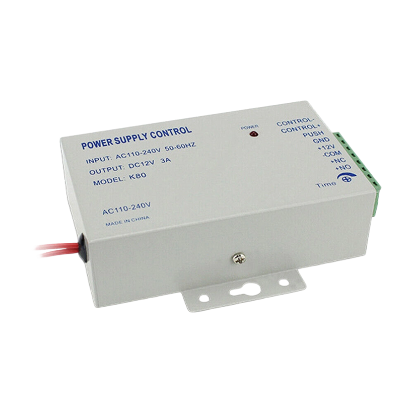 K80 12V 3A Power Supply Control for Video Door Phone System & Video Intercom Input AC 110-240V Support NO/NC Electric Door Lock and Exit Button Video Doorbell Power Supply