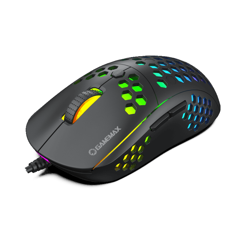 GAMEMAX MG8 RGB Mouse With Comfortable Design And Multi LED Lights And High Definition Optical Tracking Fits Various Devices - Black