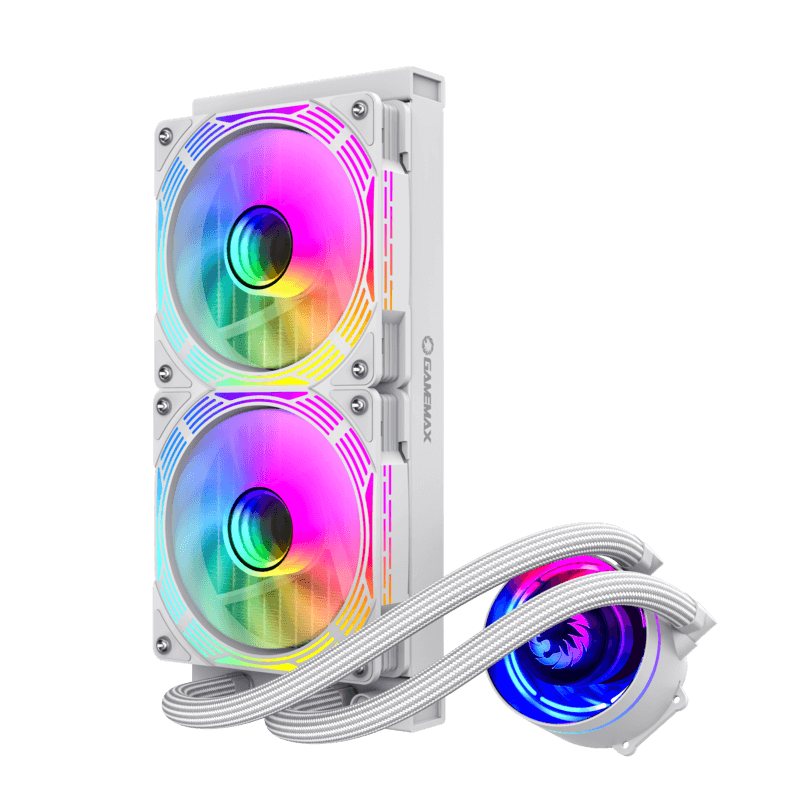 GameMax IceChill 240V WT ARGB Liquid Cooler | 240mm AIO Cooling System with 250W TDP, Rotatable Pump & Dual PWM Fans