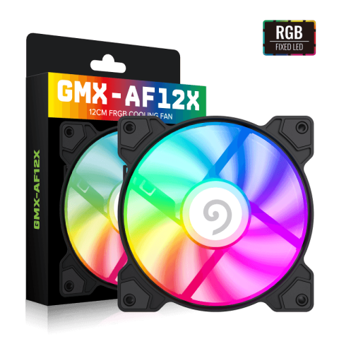 GameMax GMX-AF12X Airforce 120mm FRGB Cooling Fan – Fixed RGB LED Fan with Curved Blade Design & Quiet 1200RPM Operation | GMX AF_ 12X